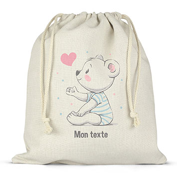Sac lunch box à ficelles personnalisé - Ourson