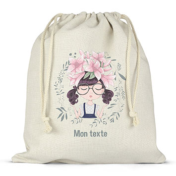 Sac lunch box à ficelles personnalisé - Petite fille
