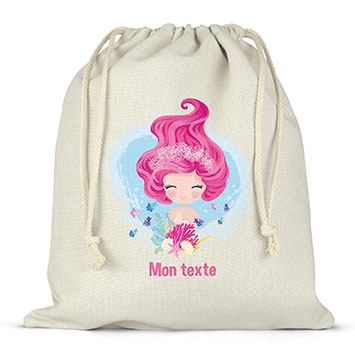 Sac lunch box à ficelles personnalisé - Sirène