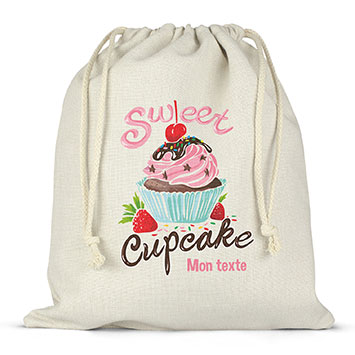 Sac lunch box à ficelles personnalisé - Sweet cupcake