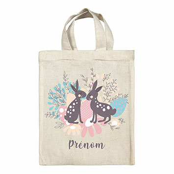 Sac tote bag de Pâques personnalisé - Lapins oeufs