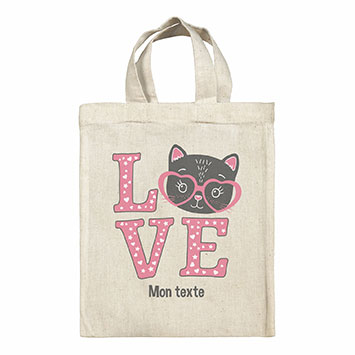 Sac Tote bag lunch box personnalisé - Chat Love