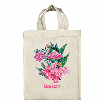 Sac Tote bag lunch box personnalisé - Flamant rose tropical