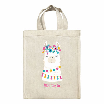 Sac Tote bag lunch box personnalisé - Lama fleurs