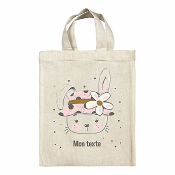 Sac Tote bag lunch box personnalisé - Lapine fleur