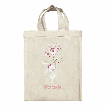 Sac Tote bag lunch box personnalisé - Lapine fleurs