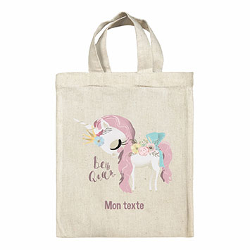 Sac Tote bag lunch box personnalisé - Licorne Be the queen