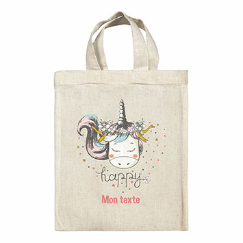 Sac Tote bag lunch box personnalisé - Licorne coeurs