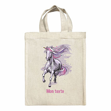 Sac Tote bag lunch box personnalisé - Licorne violette