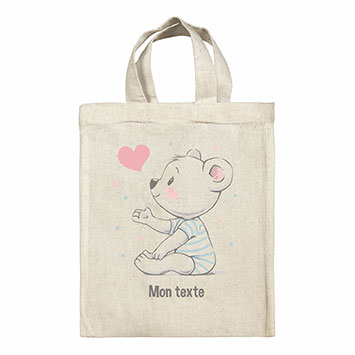 Sac Tote bag lunch box personnalisé - Ourson coeur