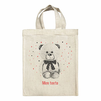 Sac Tote bag lunch box personnalisé - Ourson coeurs