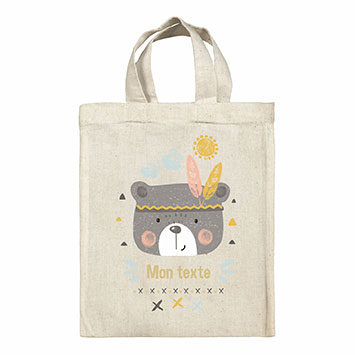 Sac Tote bag lunch box personnalisé - Ourson indien