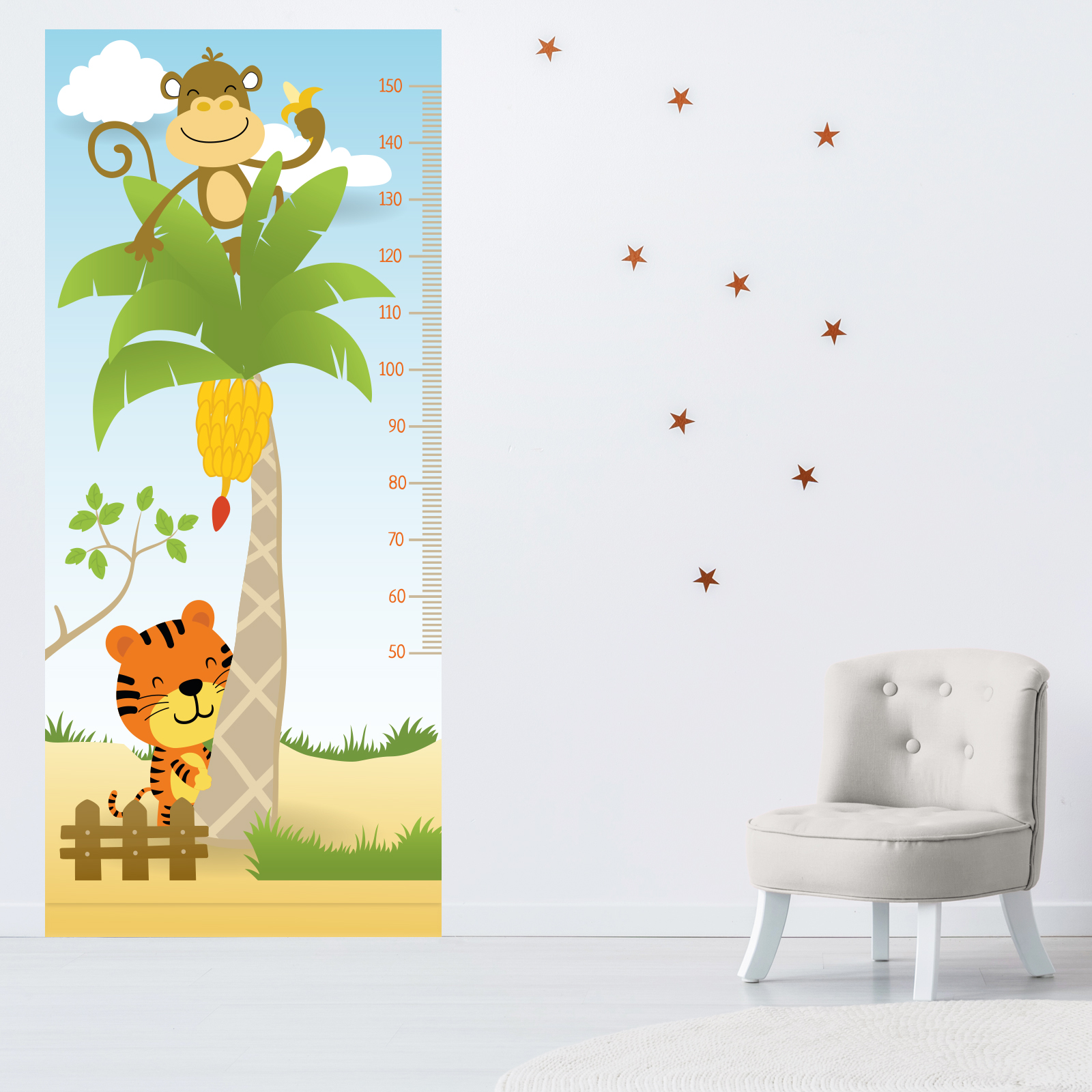 Sticker Toise Murale Enfant Avion Bleu - Autocollant De Mesure De Croissance, Brillant Et Permanent, 1,12m X 0,43m