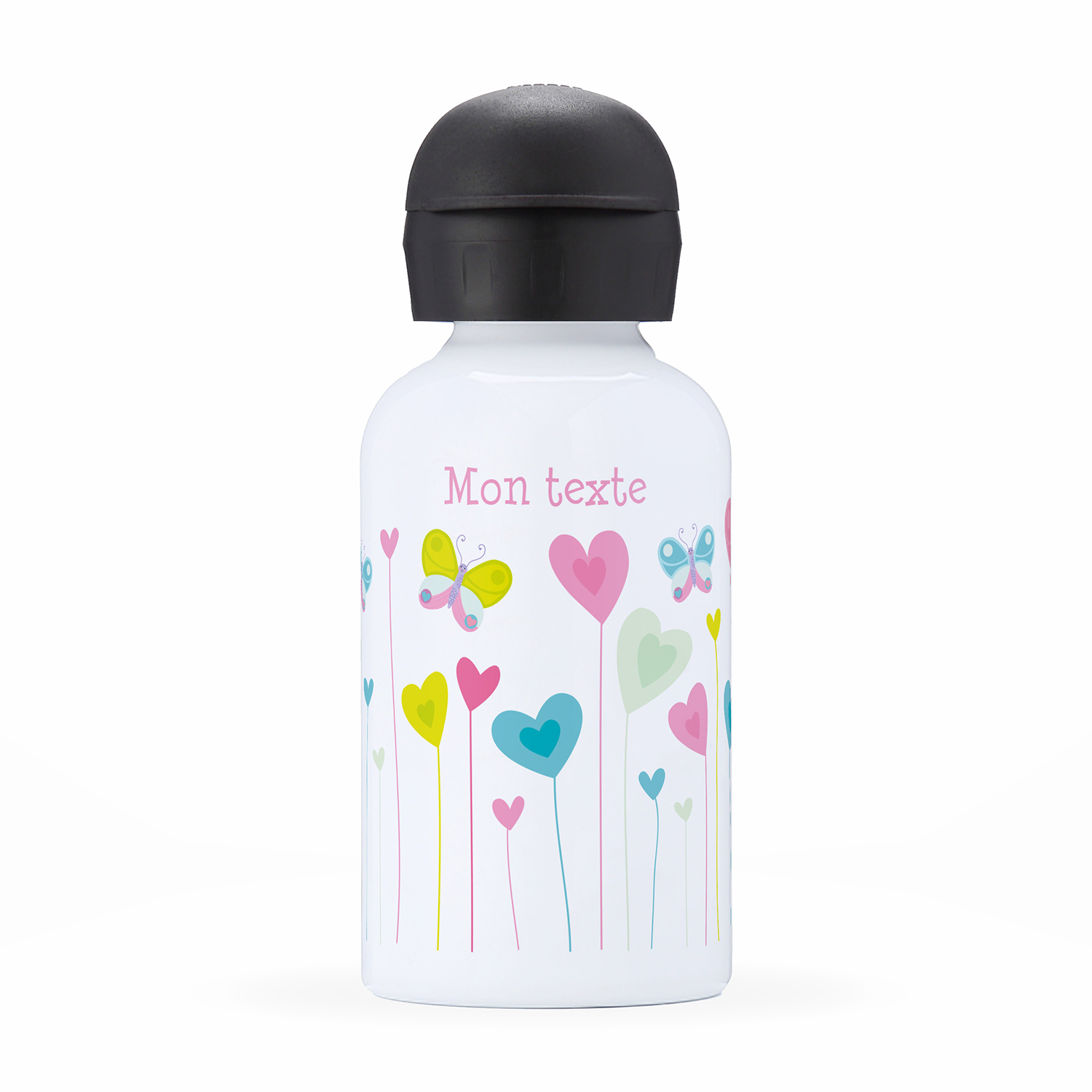 Gourde isotherme personnalisée enfant - Fleurs coeurs