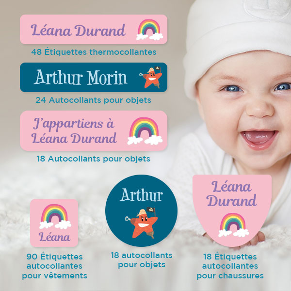 Etiquettes vêtements autocollantes pour enfant