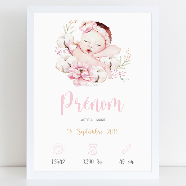 Affiche / Poster de naissance bébé - Enfant