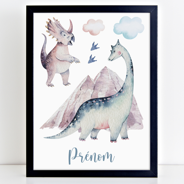 Affiche / Poster Prénom - Dinosaures