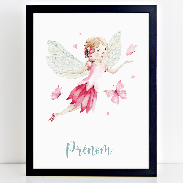 Affiche / Poster Prénom - Fée papillons