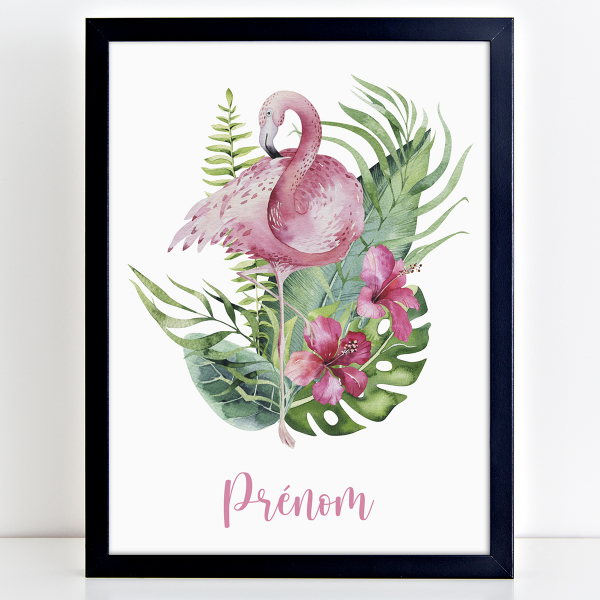 Affiche / Poster Prénom - Flamant rose