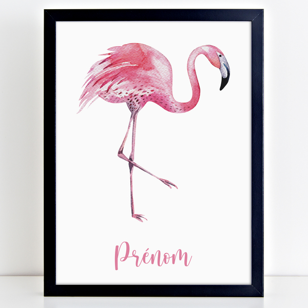 Affiche / Poster Prénom - Flamant rose