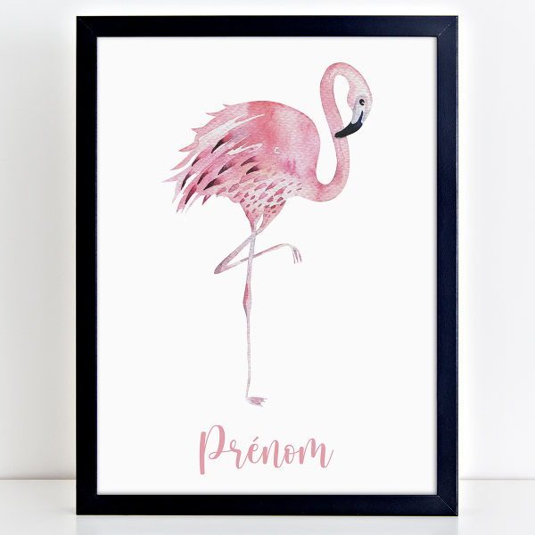 Affiche / Poster Prénom - Flamant rose