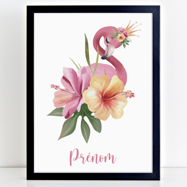 Affiche / Poster Prénom - Flamant rose