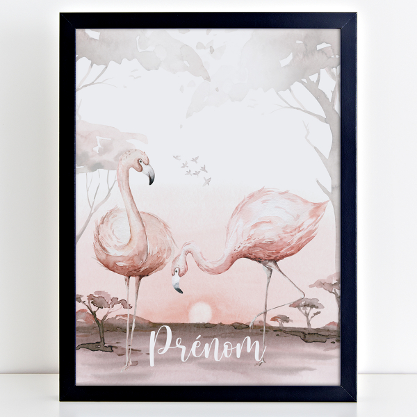 Affiche / Poster Prénom - Flamants roses