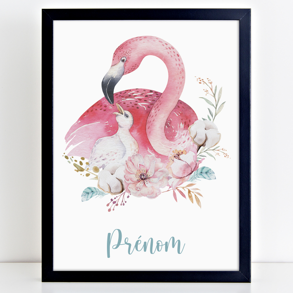 Affiche / Poster Prénom - Flamants roses