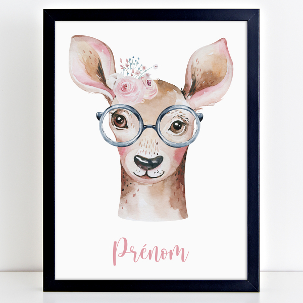Affiche / Poster Prénom - Girafe Lunettes