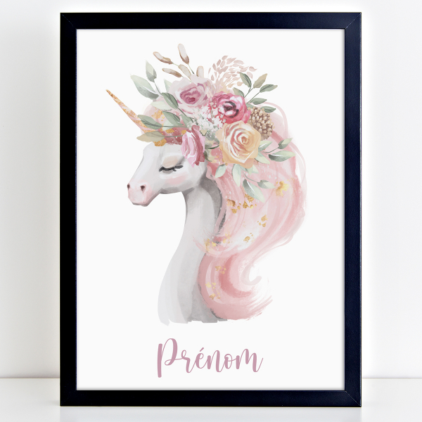 Affiche / Poster Prénom - Licorne