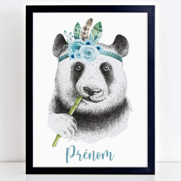 Affiche / Poster Prénom - Panda bleu