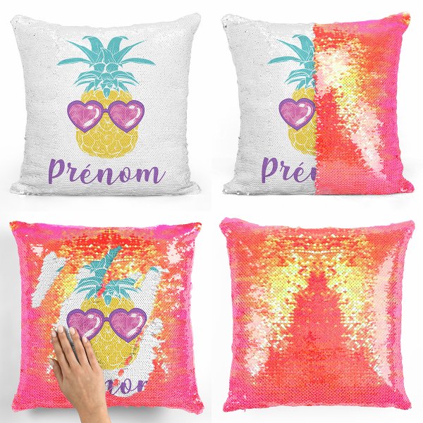 coussin pillow mermaid à sequin magique enfant reversible et personnalisable avec motif ananas de couleur orange nacrépillow mermaid à sequin magique reversible et personnalisable avec motif ananas de couleur orange nacré