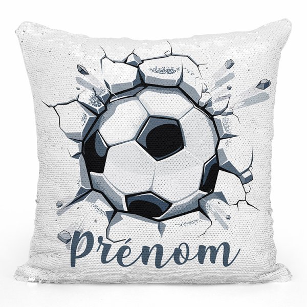 coussin pillow mermaid à sequin magique enfant reversible et personnalisable avec motif ballon de foot