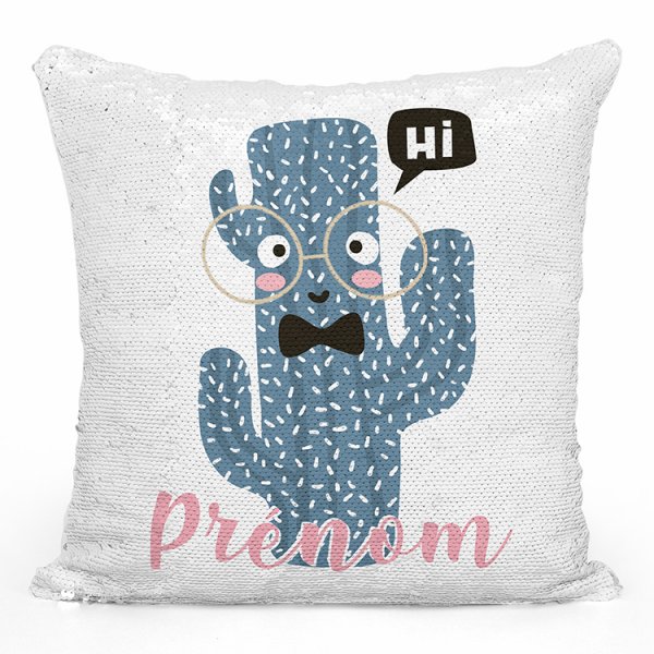 coussin pillow mermaid à sequin magique enfant reversible et personnalisable avec motif cactus