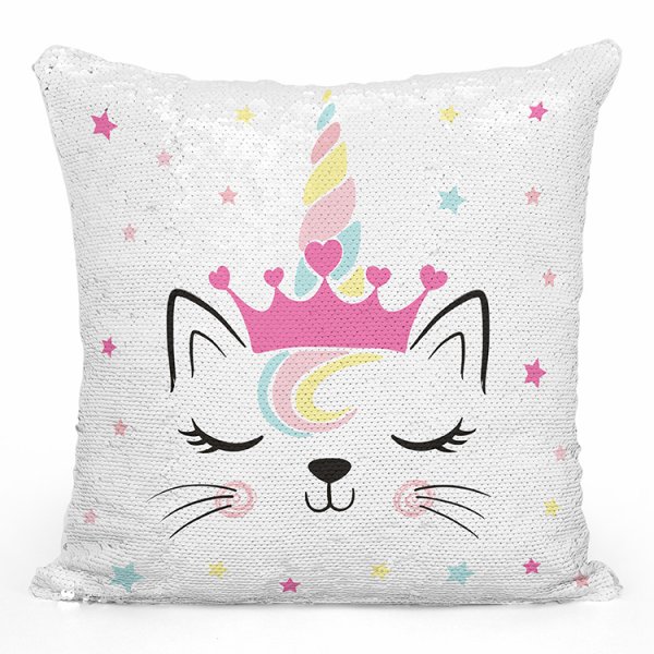 coussin pillow mermaid à sequin magique enfant reversible avec motif chat licorne