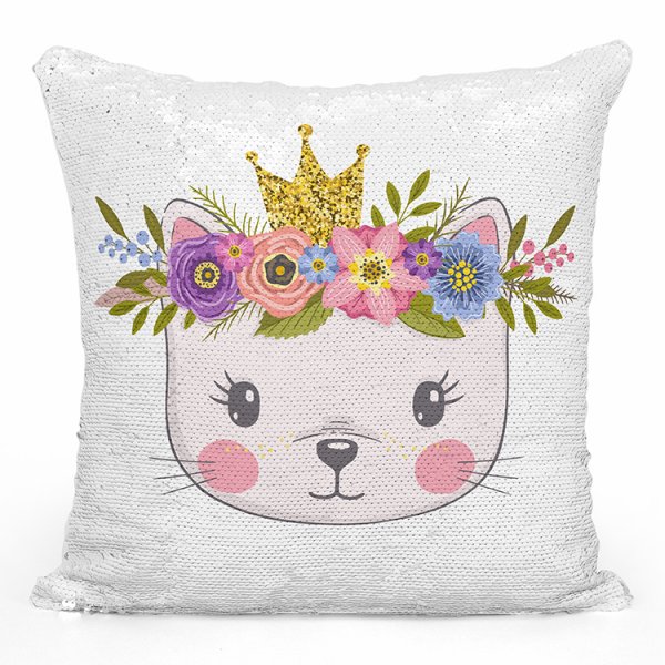 coussin pillow mermaid à sequin magique enfant reversible avec motif chaton princesse