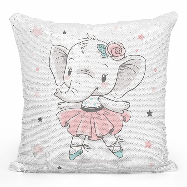 coussin pillow mermaid à sequin magique enfant reversible avec motif danseuse éléphante