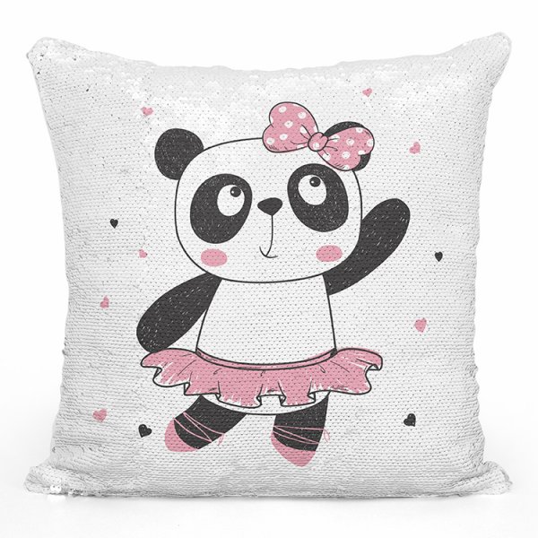 coussin pillow mermaid à sequin magique enfant reversible avec motif danseuse panda