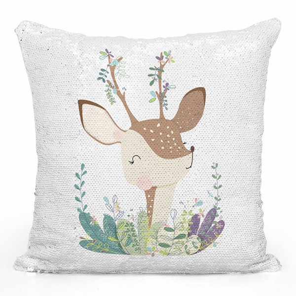 coussin pillow mermaid à sequin magique enfant reversible avec motif faon