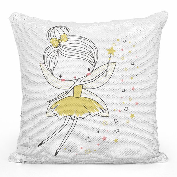 coussin pillow mermaid à sequin magique enfant reversible avec motif fée étoiles