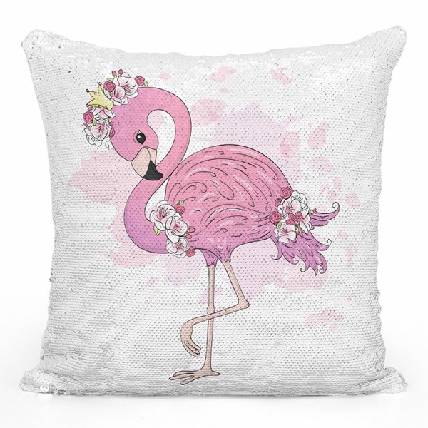 coussin pillow mermaid à sequin magique enfant reversible avec motif flamant rose