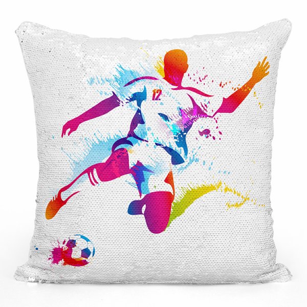 coussin pillow mermaid à sequin magique enfant reversible avec motif joueur de foot