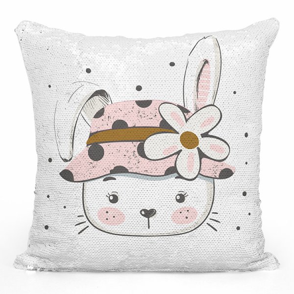 coussin pillow mermaid à sequin magique enfant reversible avec motif lapine fleur