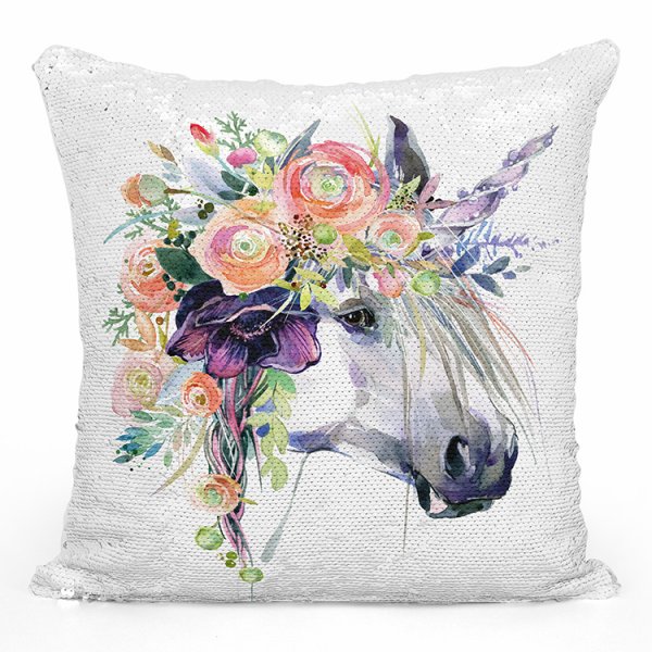 coussin pillow mermaid à sequin magique enfant reversible avec motif licorne