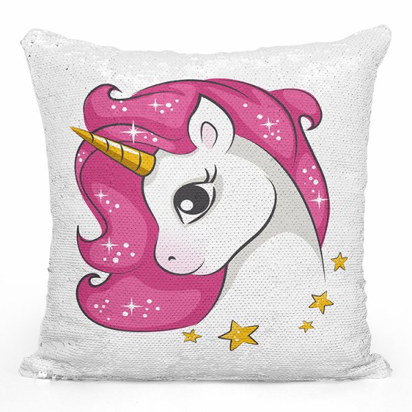 coussin pillow mermaid à sequin magique enfant reversible avec motif licorne étoiles