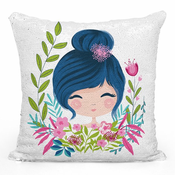 coussin pillow mermaid à sequin magique enfant reversible avec motif petite fille