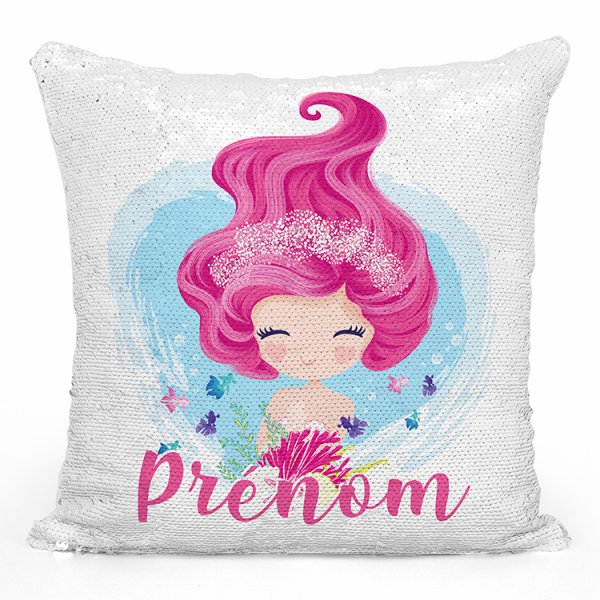 coussin pillow mermaid à sequin magique enfant reversible et personnalisable avec motif sirène