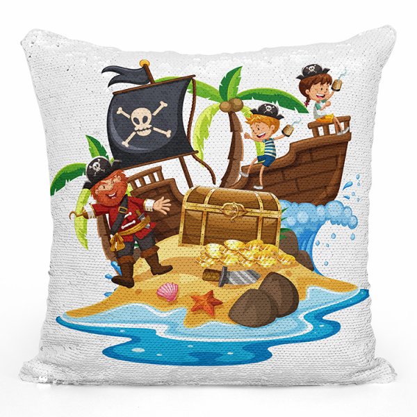 coussin pillow mermaid à sequin magique enfant reversible avec motif pirates