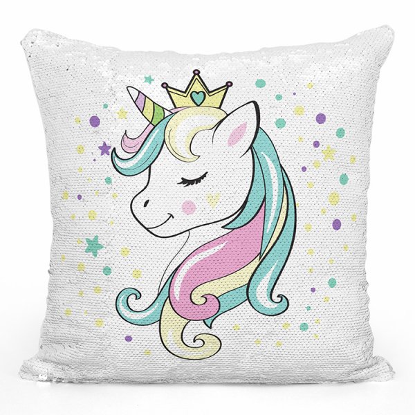 coussin pillow mermaid à sequin magique enfant reversible avec motif princesse licorne