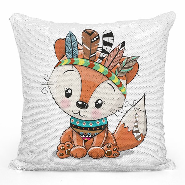 coussin pillow mermaid à sequin magique enfant reversible avec motif renard indien